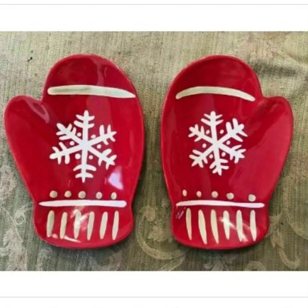 NWOB HALLMARK MITTEN CHRISTMAS CANDY DISHES 2